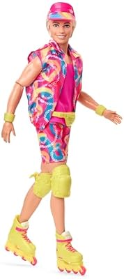 Barbie The Movie Ken Look Patinador Muñeco con Ropa neón y Patines, inspiración Retro, HRF28