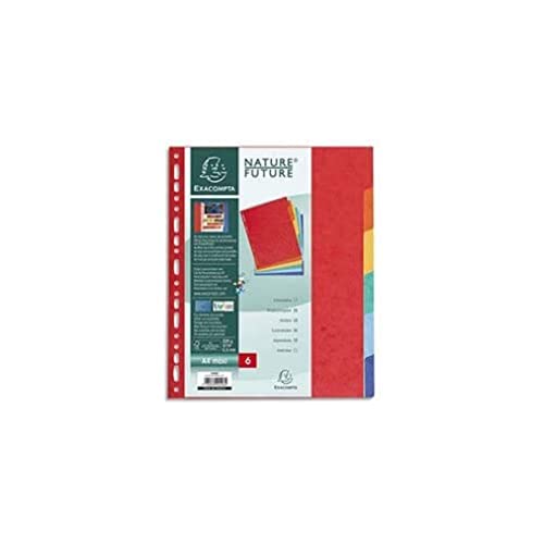 Exacompta Intercalaires Carte Lustrée Souple 6 Onglets Neutres 220x170 Mm