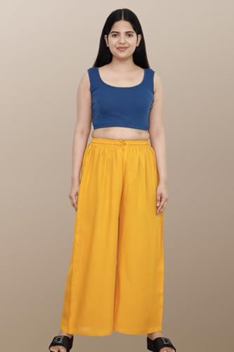Image of KASANI Women's Solid Rayon Palazzo Pants Regular Palazo
