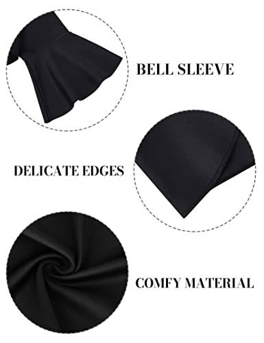 Cropped Cardigans For Women, 3/4 Bell Sleeve Bolero Shrug Open Front Bolero Jackets For Evening Dresses Black S #TOP5