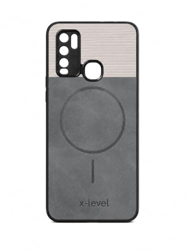 Image of Bintage Mac Safe Design Hard Slim Back Case | Soft Border Camera Protect | Dual PU Leather Finish Back Cover Compatible for Vivo Y50 / Vivo Y30 - White & Grey