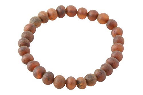 Raw Amber Bracelets for Adults made on Elastic Band - 7 inches Hand-Made from Unpolished/Certified Baltic Amber Beads3