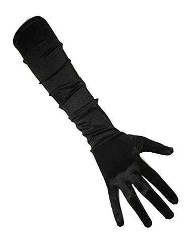 PartyXplosion Damen Handschuhe Elegante ca. 52 cm lange Satin Handschuhe Karneval (12074), Schwarz, One Size