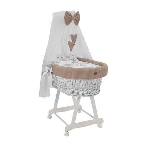 WIKLINOPOL Stubenwagen Lena aus Weide – Babywiege mit Rollen,...