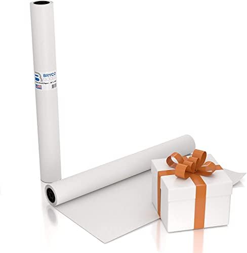 White Kraft Arts and Crafts Paper Roll - 36 inches by 100 Feet (1200 Inch) - Ideal for Paints, Wall Art, Easel Paper, Fadeless Bulletin Board Paper, Gift Wrapping Paper and Kids Crafts - Made in USA