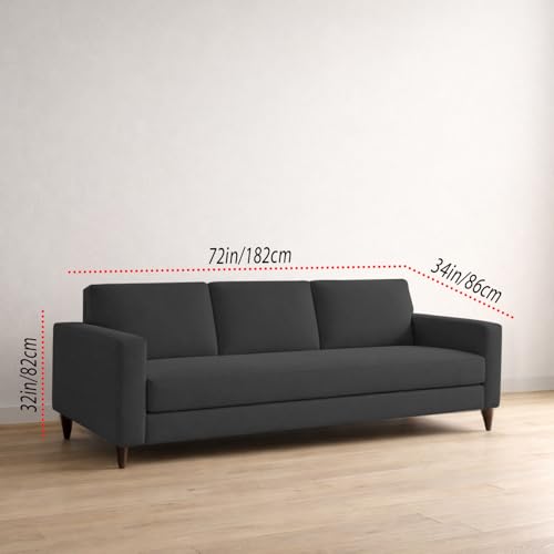 Image of Carlos 3 Seater Sofa Set for Living Room & Home Office, Modern Furniture Fabric Sofa Couch with Comfortable Soft Cushioning, Durable Wooden Frame, Stylish Seating for Home (Black)