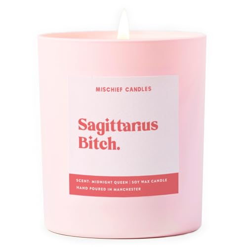 Sagittarius Birthday Gift Funny Zodiac Birthday Gift Soy Wax Candle Sagittarius Bitch - Scent: Midnight Queen