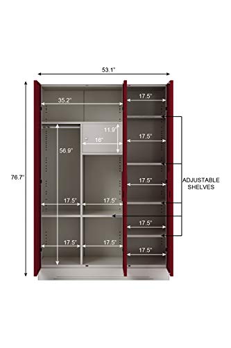 Image of GODREJ INTERIO Slimline Steel Wardrobe Textured Carmine Red,3 Door