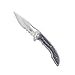 CRKT Fossil Folding Pocket Knife: Steel EDC Folder with Veff Serrations and Frame Lock, Everyday Carry Folded Knife, Satin Blade Finish 5473