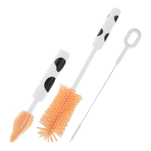 Toyvian 3 Piezas Juego de cepillos para biberones con Arriba Limpiador de Botellas de Leche cerda Lavar Cepillo de Botella Limpiador de Botellas de Uso Diario Cepillo de Gel de sílice