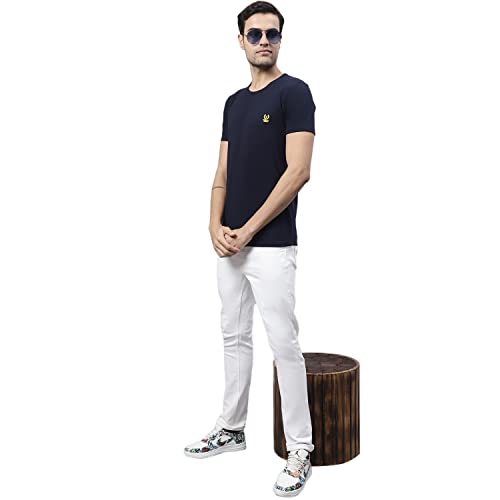 Image of Mack Jonney Men Round Neck Cotton Solid Regular Fit T-Shirt-T Anthraa 01-P