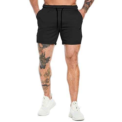 Pidogym Men's Workout Running Shorts 5 Inch, Lightweight Mesh Gym Athletic Fitted Short Pants For Bodybuilding Training Black #TOP2
