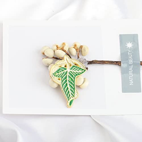 Ujims Movies Inspired Jewelry Elven Green Leaf Pin Brooch Movie Fans Jewelry For Bff Arwen Evening Star Butterfly Brooch(Elven Green Leaf Pin Brooch) #TOP1