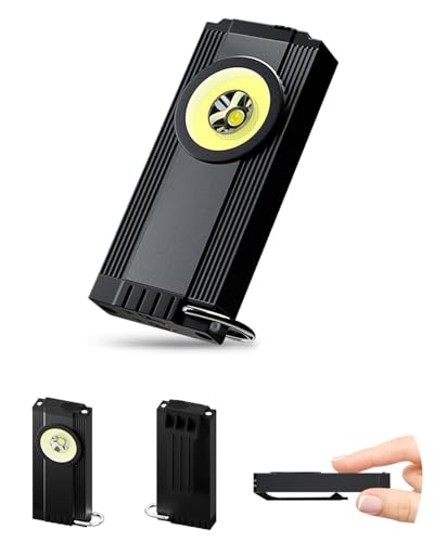 Clip on EDC Flashlight,Mini Aluminium Alloy Flashlight with 6 Modes,Magnetic Base,USB-C Rechargeable,Compact Keychain&Warning Flash COB Light for Working, Running, Walking, Camping, Fishing,Emergency