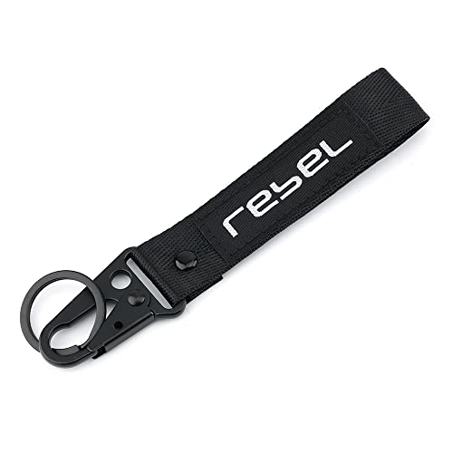 XIDAODIT Motorcycle Keychain Key Ring Pendat Holder Moto Embroidery Keyring Key Chain For Rebel CMX 300 500 1100 CMX300 CMX500 1100T(Black)
