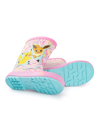 Pokémon Pikachu Eevee Jigglypuff Girls Multicoloured Rain Boots | Gotta Catch 'Em All Swirl Print | Pokemon Merch4