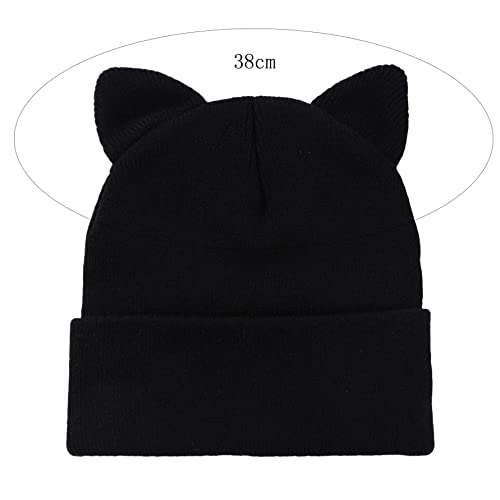QSWL レディース ニット帽 かわいい 猫耳付 ニット帽子 ニッ