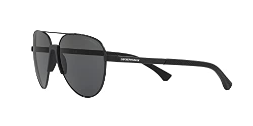 Emporio Armani Men's EA2059 Aviator Sunglasses, Matte Black/Grey, 61 mm3