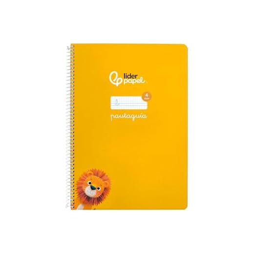 Cuaderno espiral liderpapel a4 pautaguia tapa blanda 80h 75 gr cuadro pautado 4mm color amarillo