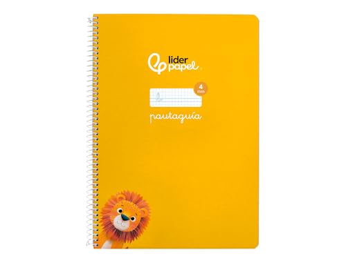 Cuaderno espiral liderpapel a4 pautaguia tapa blanda 80h 75 gr cuadro pautado 4mm color amarillo