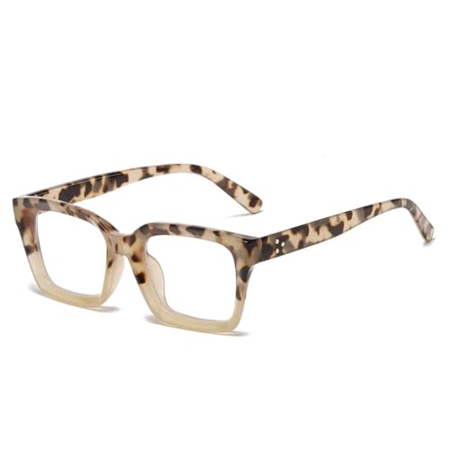 Monturas de gafas de sol retro con remaches para mujer en color beige leopardo