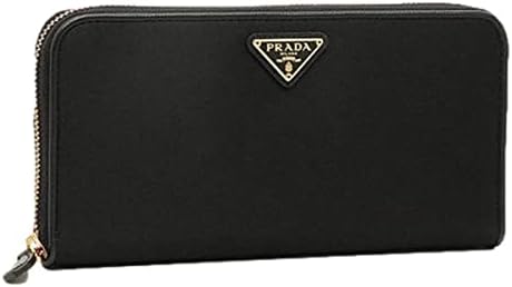Prada Women's Large Black Tessuto Nylon and Leather Zip Around Wallet 1ML506