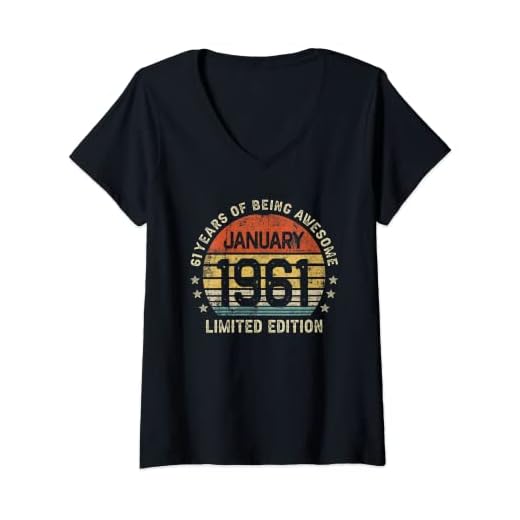 Mujer 61 Años Cumpleaños Regalo Enero 1961 Divertido Mujer Hombre Camiseta Cuello V