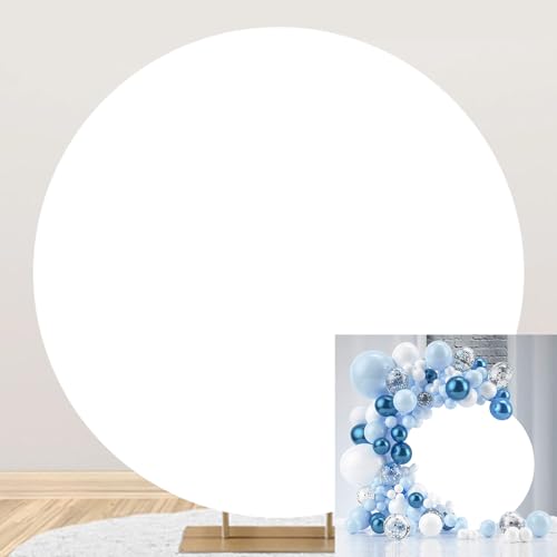 Ttincceer telón de Fondo Blanco Redondo 200cm Color sólido círculo cumpleaños Boda Fondo Cubierta Blanco Puro Baby Shower Nupcial Ducha fotografía telón de Fondo Pastel Mesa Banner