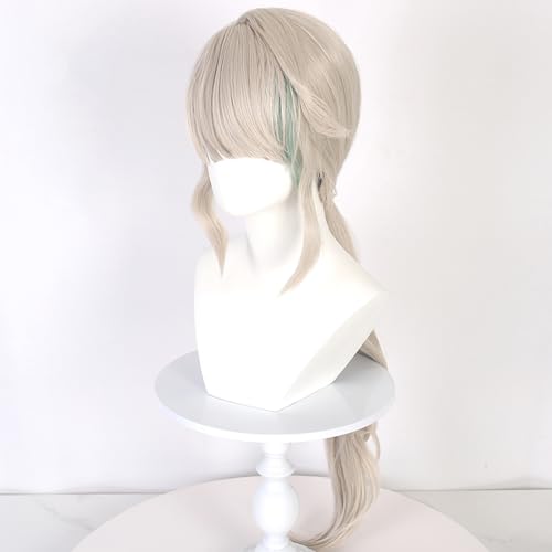 Gray with Blue Long Wig for Lynette Cosplay From Game Genshin Impact Synthetic Heat-Resistant Hair - Image 2