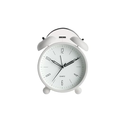 Analog Alarm Clock, 4 inch Super Silent Non Ticking Small Clock with Night Light, Battery Operated, Simple Design, Twin Bell Loud Alarm, Old Fashioned, for Heavy Sleeper, Bedroom, Bedside, Desk, White