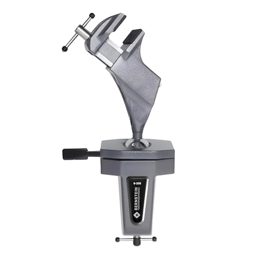 BERNSTEIN Spannfix Kugelgelenk-Schraubstock Drehbar 360° + 45° Neigbar | Zum Anklemmen | Backenbreite 50mm | Tischschraubstock mit Spannbacken | Spannweite 70 mm
