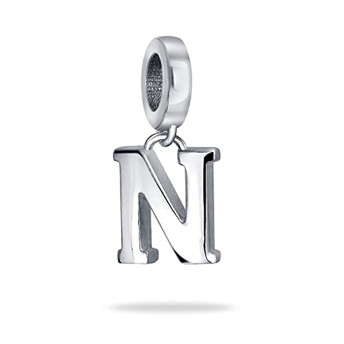 Abalorio de letra inicial del alfabeto de plata para regalo de mujer en pulsera europea