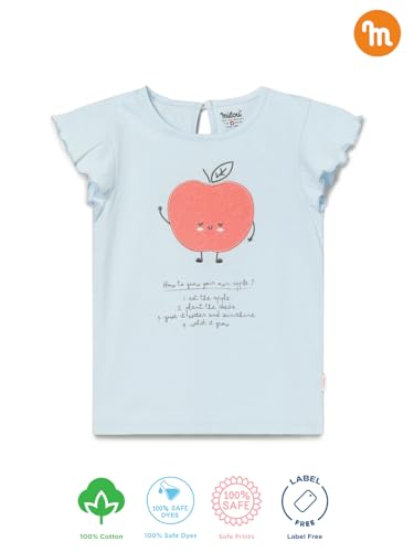 Image of Milou Girls 100% Cotton Short Sleeves Mango Placement Print Biowash T-Shirt | Soft & Breathable, Safe Dyes, Label-Free Comfort