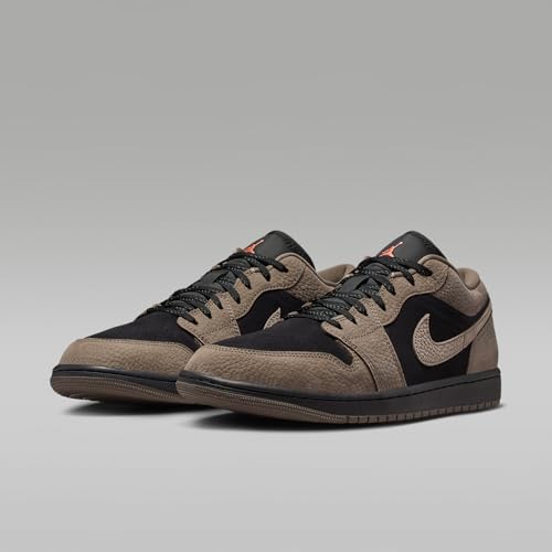 Image of Air Jordan 1 Low SE Men's Shoes (Black /Light Wild Mango /Olive Grey)