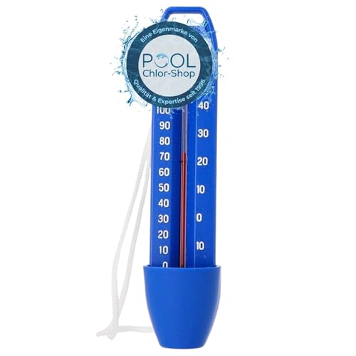 Duraol Pool Thermometer mit Schöpfbecher I Wasserthermometer für Pool/Badewanne/Teich & Schwimmbad I Badewasser Thermometer mit Befestigungsschnur I Analoger Wassertemperaturmesser