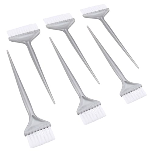 Healeved Hair Coloring Brush Kit 6pcs Silver Wide Bristle Dye Brushes Professional Hair Dyeing Tools Long Handle Easy Applicati