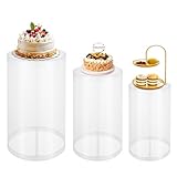 FiueStur Clear Acrylic Wedding Columns 3-Piece Set, 90/75/60cm Round Cylinder for Party Decor, Cake Stand Centerpiece, Durable PVC Modern Event Decorations