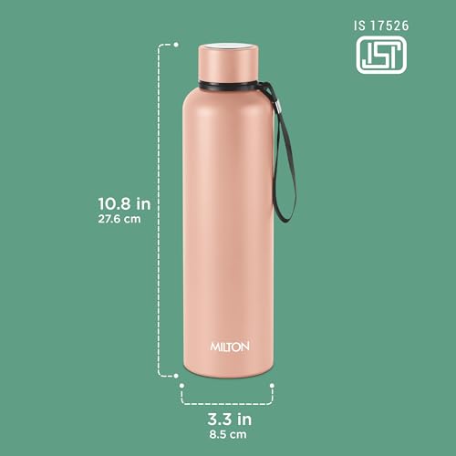Image of Milton Aura 1000 Thermosteel Water Bottle, 24 Hr Hot and Cold I Leak Proof Lid, ISI Certified I Vacuum Insulated I for Office, Gym, School I Beige