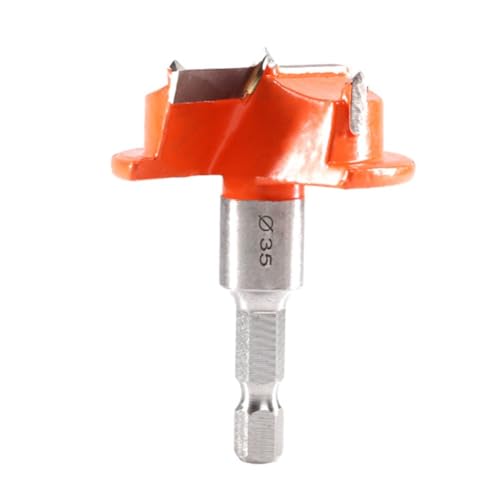 NbgrvB Mèche d'alésage de charnière à pointe en carbure de tungstène de 35 mm, tige hexagonale de 6,35 mm, ouvre-trou pour panneaux de particules en bois massif, pour utilisation CNC et perceuse