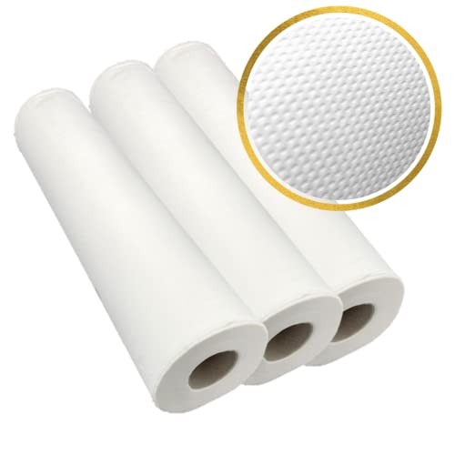 DSTOCK60 - LOT DE 3 ROULEAUX DE DRAPS D'EXAMEN GAUFRÉS - PURE OUATE BLANCHE - 50 X 35 CM - 135 FORMATS - DRAP MEDICAL FABRIQUES EN FRANCE