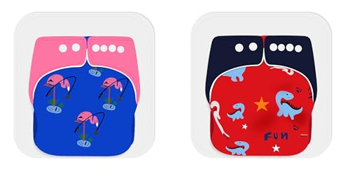 Image of Ambaby Organic Cotton Cloth Diapers - Pack of 4 | Leak-Proof & Reusable | 250ml Absorption | 2 Covers 2 Inserts 2 Boosters | Rash-Free Quick Dry