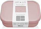 Ali+Oli Leak Proof Bento Box (Rose) Food-Grade Silicone Bento Box, BPA, Phthalate, Lead, & PVC Free - Bento Lunch Box for Kids and Adults - Leak Resistant Sets With Lids Container