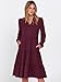 ANRABESS Womens Fall Midi Dresses Long Sleeve V Neck Swing Tiered Work Business Casual 2026 Flowy Beach Vacation Dress Wine Red Large