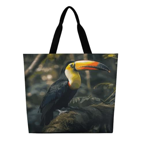 Women's Multi-Functional Shopping Bag，Colorful Toucan Printing Messenger Bag Shoulder Bag for Travel, Work, Shopping & Parties with Inner Pocket, Grocery Bag Lightweight & Water-Resistant3