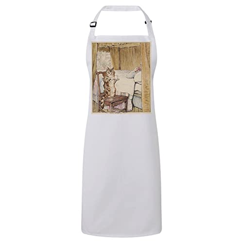 Tablier de cuisine pour enfant illustration chat et tasse de thé style Beatrix Potter