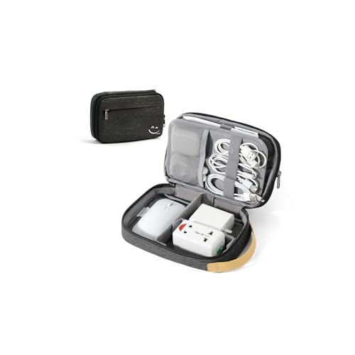 Travelkin kabeltasche Elektronik Organizer Reisetasche Kabel Organizer Tasche für Ladekabel Ladegeräte Handy SD-Karte USBs (Schwarz)