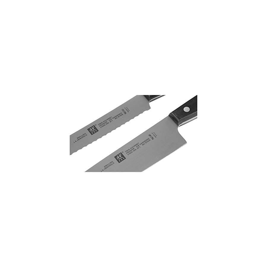 ZWILLING Knife Block, 9 pcs., Wooden block, Knives and scissors made of special stainless steel, Plastic handle, Twin Gourmet