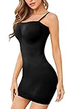 Miederkleid Leicht Formend Damen Unterkleid Shapewear mit Trägern Bauch Weg Figurformendes Unterröcke Formkleid ,Schwarz,M