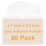 Kyuionty 60 PCS Clear Adhesive Pockets, 3.7