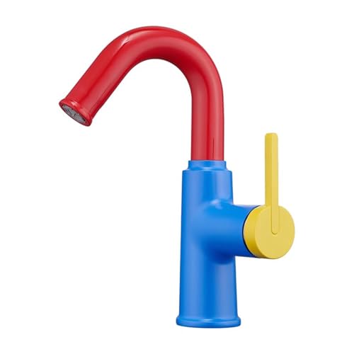 Robinet de salle de bain monotrou rouge mitigeur eau chaude froide double sortie